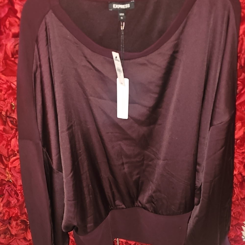 Express NWT Women's Deep Burgundy Blouse VERY SOFT Size Xlarge